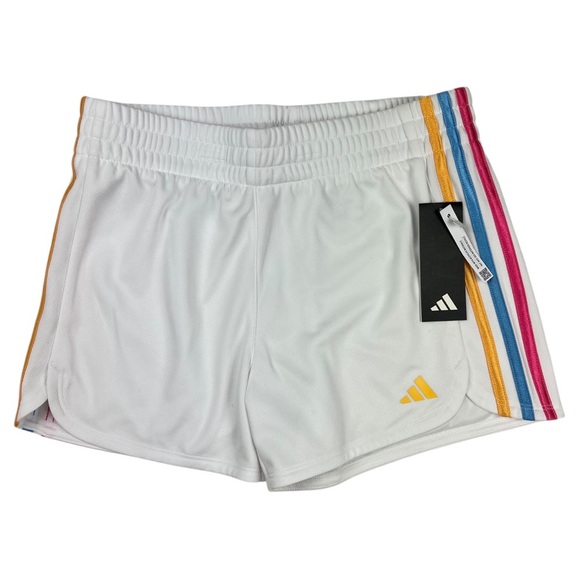 Adidas Girls 3-Stripes Mesh Athletic Sports Practice Casual Track Shorts Size XL - Picture 1 of 8